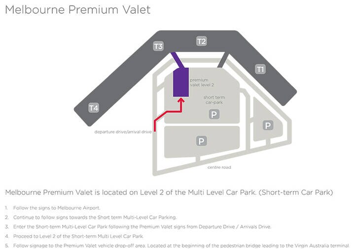 Virgin Australia Melbourne Valet - Wayfinding Map