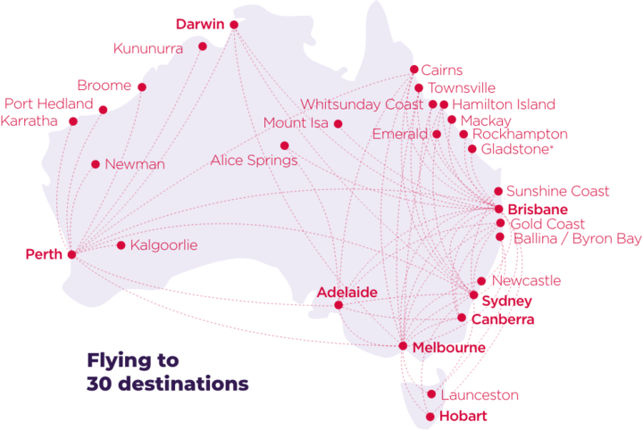 Australia domestic route map