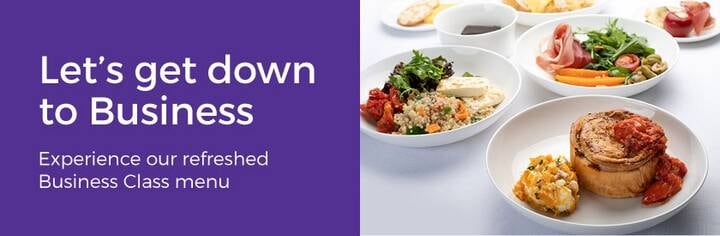 Virgin onboard business class meals