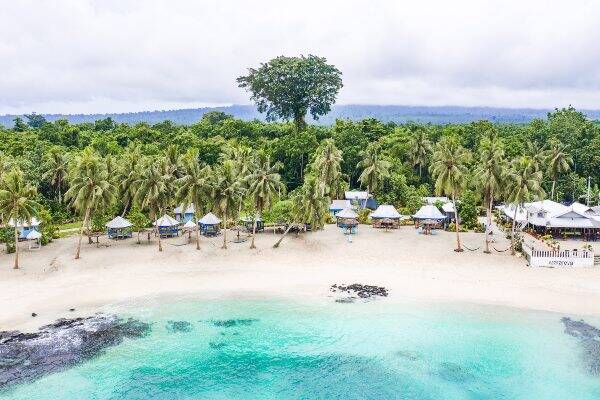 Beach front with villas, Samoa
