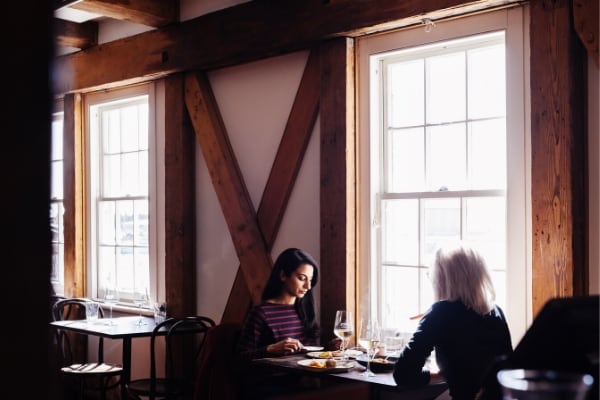 Dining at a local restaurant in Launceston