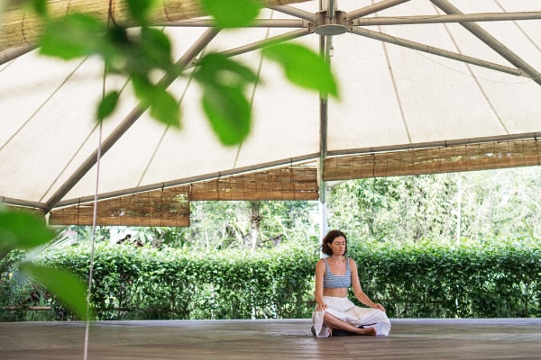 The writer settling in at Bali Silent Retreat, Tommaso Riva