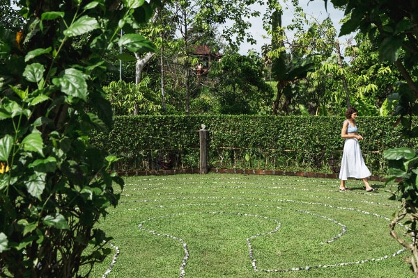 Meandering the labyrinth at Bali Silent Retreat credit Tommasi Riva4