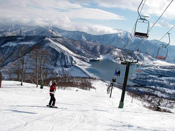Kagura ski area with Tashiro lake in background
