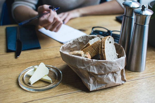 bread and butter on table