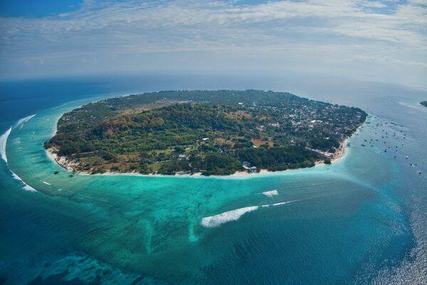 Aerial view of Gili Trawangan, near Bali