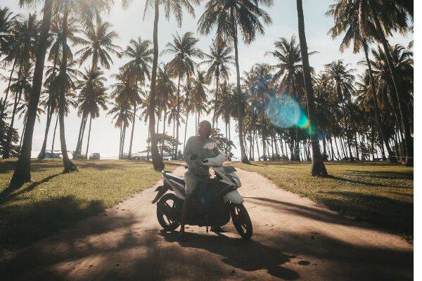 Riding a scooter in Bali