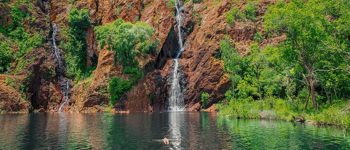 Swimming at Wangi Falls in Litchfield