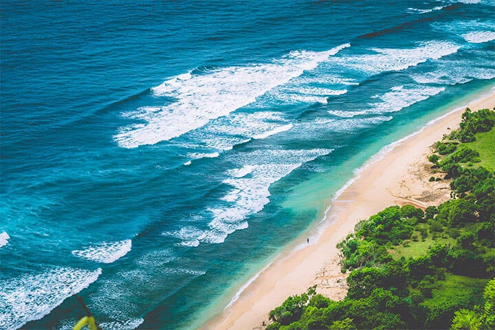 Aerial view of Nunggalan Beach near Uluwatu, Bali, Indonesia