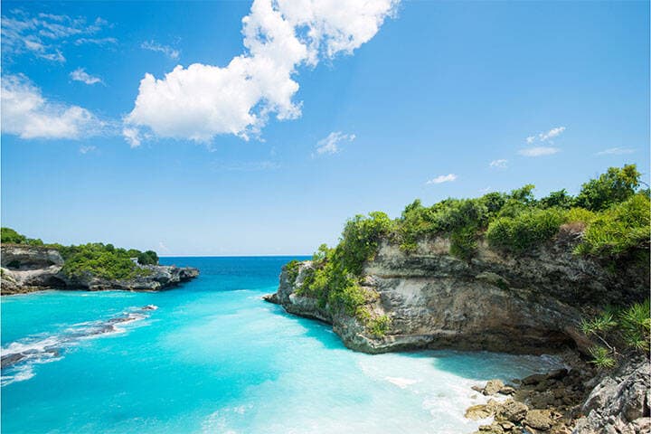 Beautiful landscape of Blue Lagoon at Nusa Penida near Bali in Indonesia