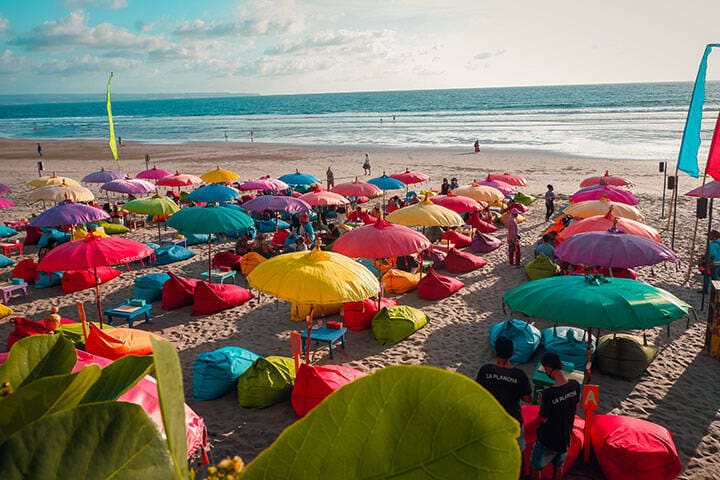 Beach umbrellas at Double Six Beach in Seminyak, Bali