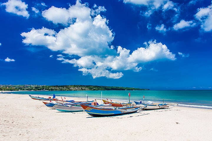 Traditional fishing boats at Jimbaran Beach, Bali