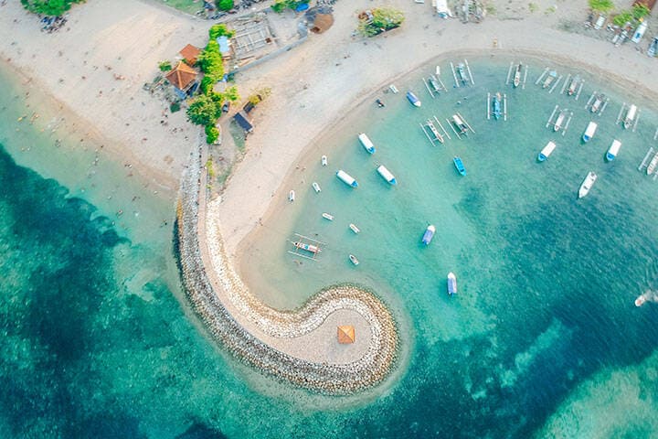 Aerial view of Sanur Beach, Bali 