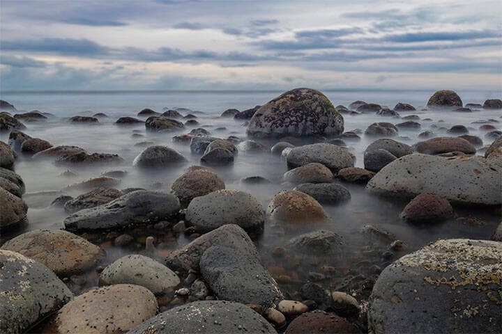 Stone arrangements at Yeh Leh Beach, Bali