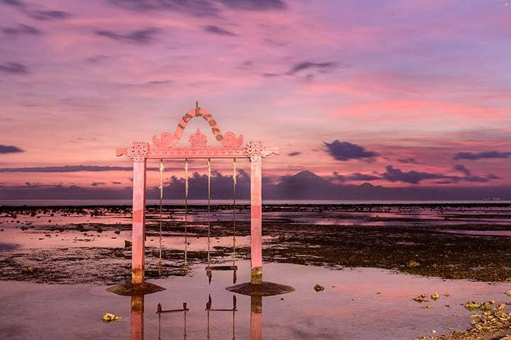 Sunset on beach at Gili Trawangan, Bali