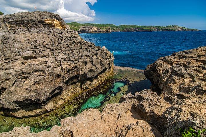 Landscape over Broken Beach in Nusa Penida, Indonesia Angel's BillaBong Beach. Popular tourist destination Bali.