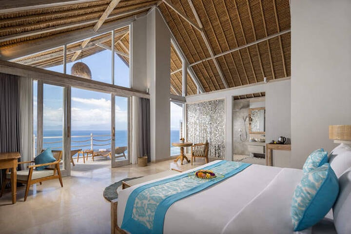 Room overlooking water at Pramana Natura luxury resort Nusa Penida, Bali