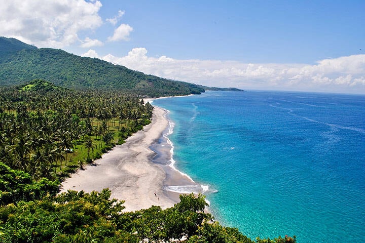 Aerial view of Senggigi Beach in Lombok, near Bali