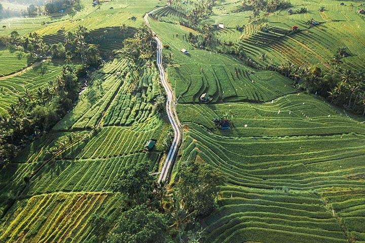 Aerial view of Penebel, Bali, Indonesia