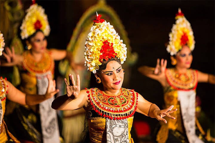 A dancer in a traditional Balinese show in the centre of Ubud