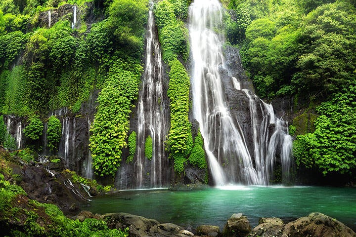 Banyumala Twin Waterfall in Bali. Credit: Acarapo from stock.adobe.com