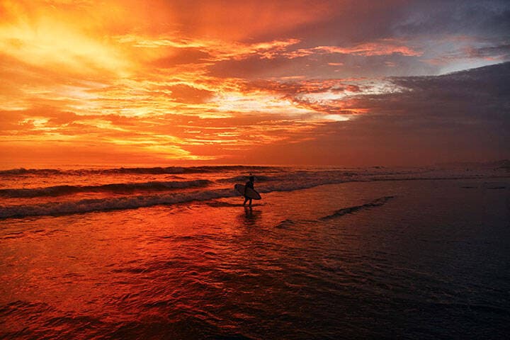 A beautiful sunset at one of the beaches of Canggu, Bali, Indonesia