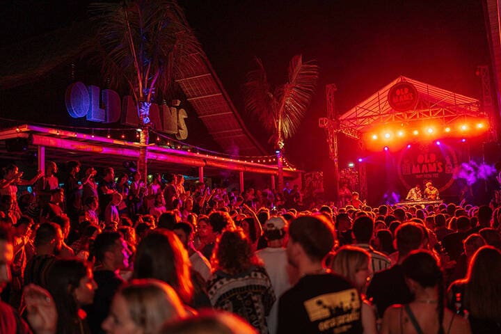 Nightlife in Canggu. Party goers attend Old Man's