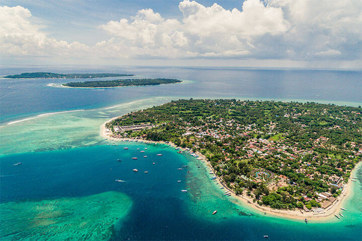 Aerial view of Gili Islands, Indonesia 