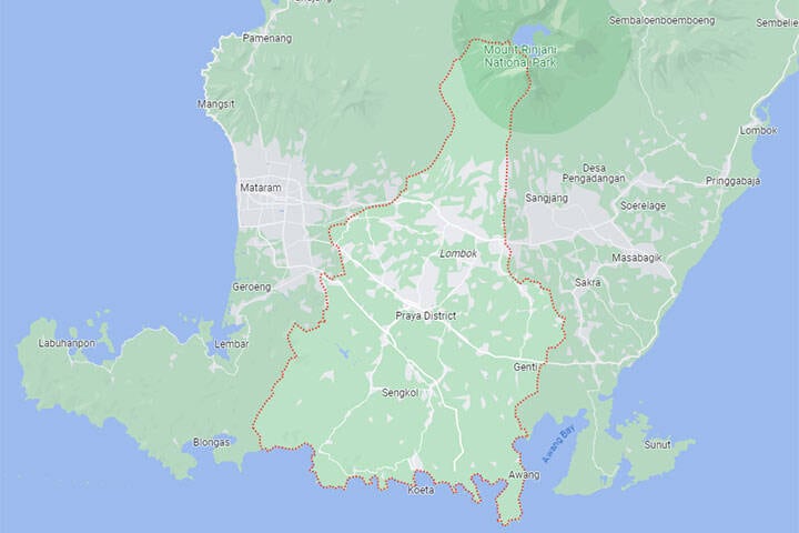 Map view of Central Lombok, Indonesia