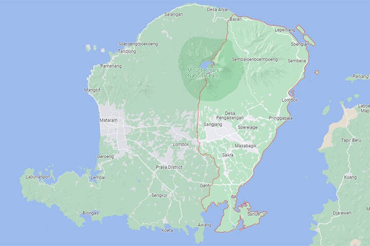 Map of East Lombok, Bali