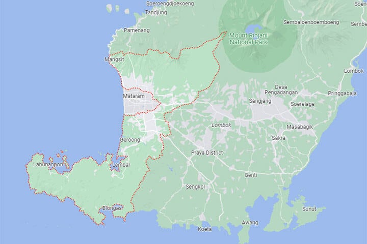 Map of West Lombok, Indonesia