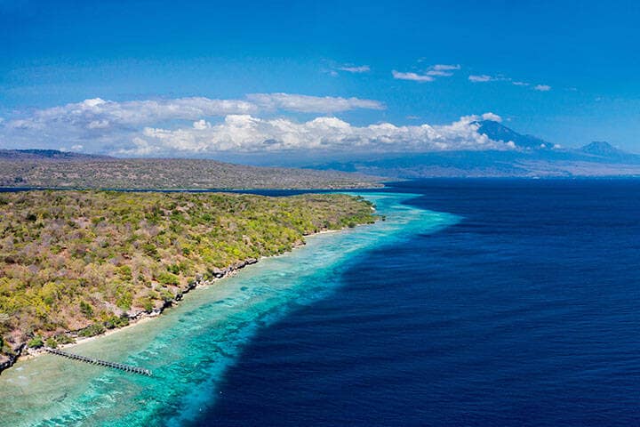 Panoramic landscape of Menjangan island in Bali