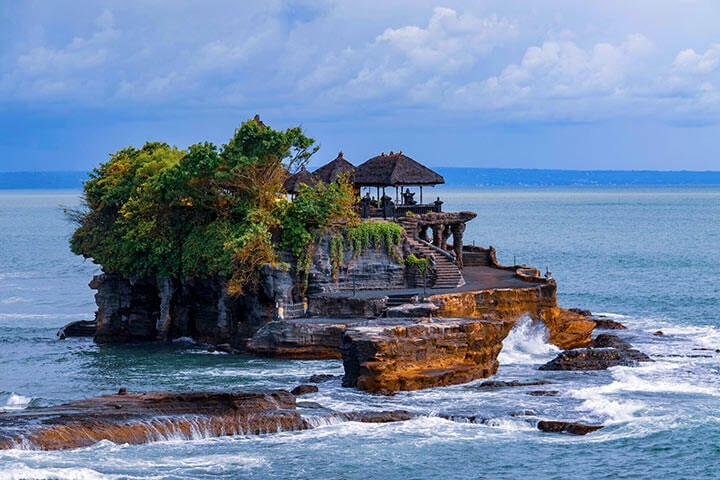 Tanah Lot Temple, Bali surrounded by sea