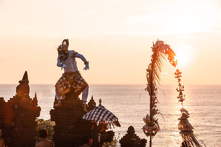 Traditional Kecak dance performed by locals at Uluwatu, Bali