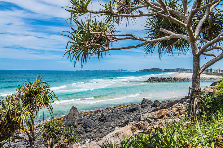 Hidden outlook on Burleigh Heads bay on the Gold Coast of Australia.
