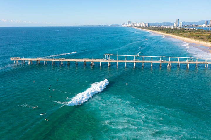 Aerial view of The Spit  and the coastline of the Gold Coast 