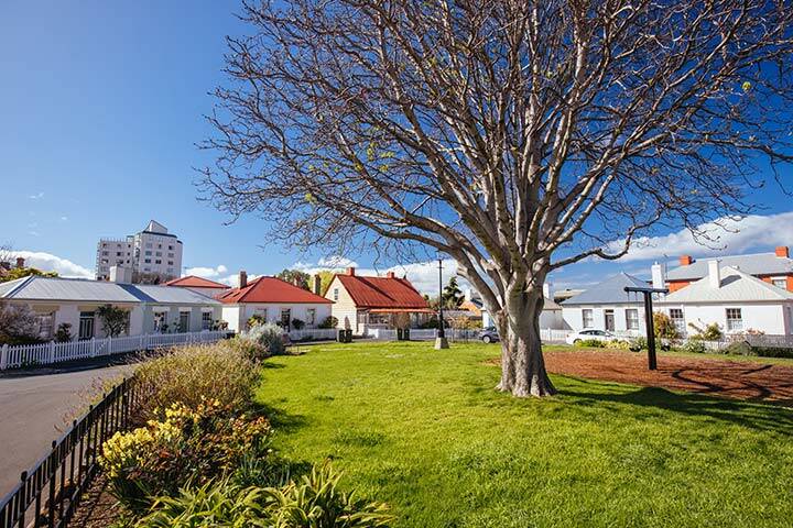Arthur Circus Park Architecture in Battery Point, Hobart Tasmania Australia 