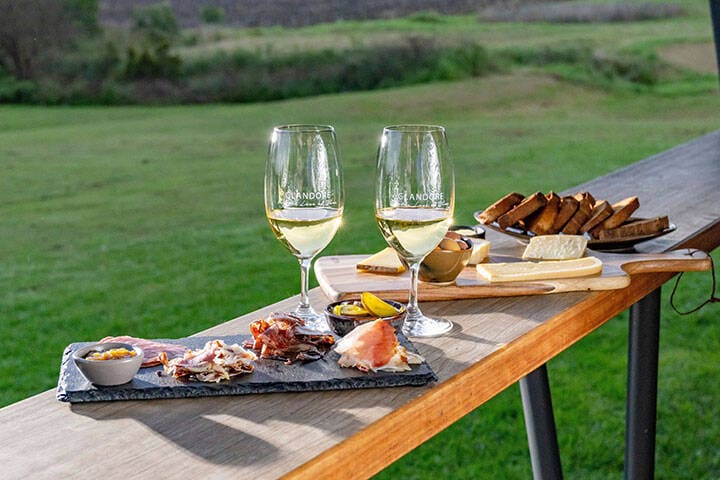 Wine tasting and snack boards with local produce on a Hunter Valley wine tour