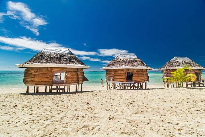 samoan fale bungalow at the beach in samoa savaii lano beach