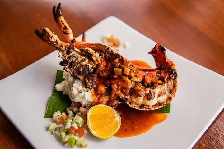 Fresh lobster feast cooked by locals, Samoa