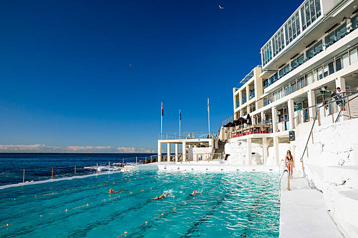 Morning swimmers at Bondi Icebergs Club, Bondi Beach