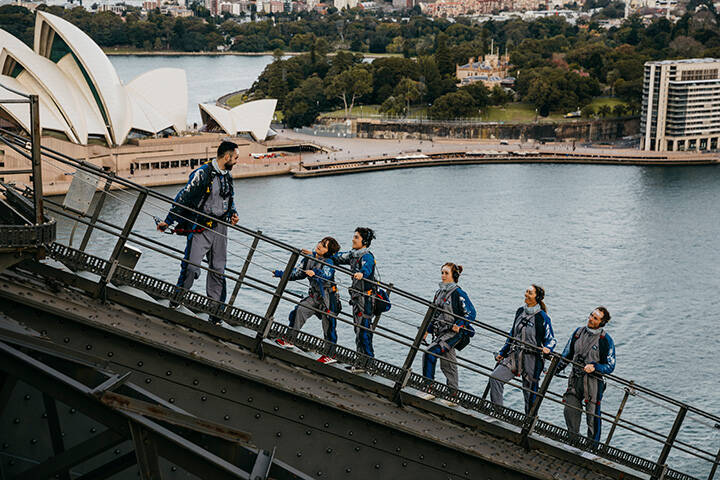 Family enjoying the Burrawa Indigenous Experience at BridgeClimb, Sydney. 