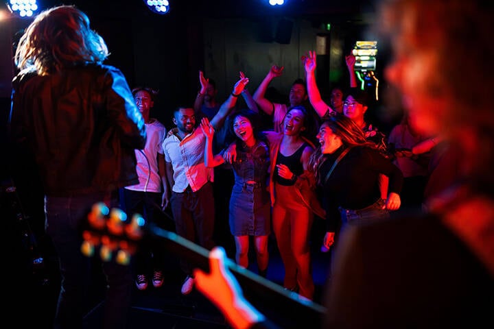 Young people out enjoying live music at Kellys on King in Newtown