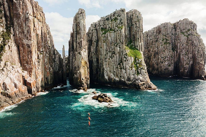 Dolerite cliffs around Cape Huay in Tasman National park 