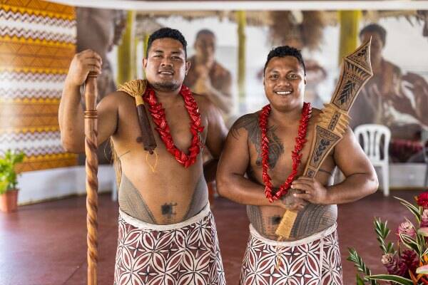 Samoan locals celebrating Independance Day in traditional dress