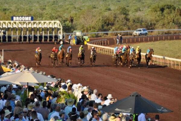 Horse racing on dirt track for Broome Cup, Western Australia