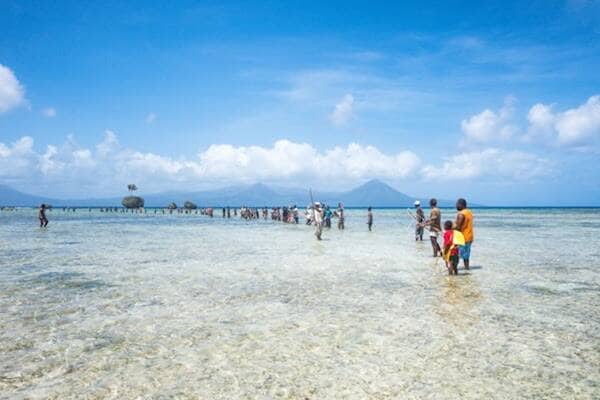 Locals fishing in ocean for St Andrew's Day Cultural Festival, Vanuatu
