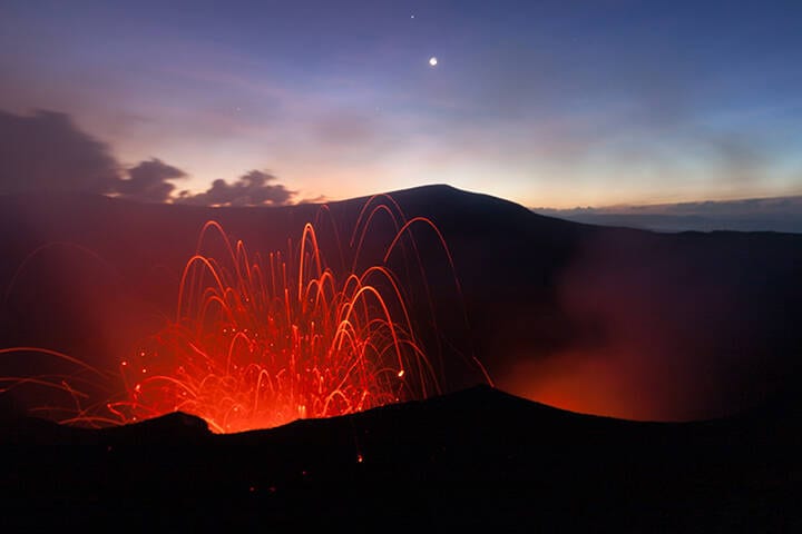 Eruption of Yasur volcano, Tanna Island, Vanuatu