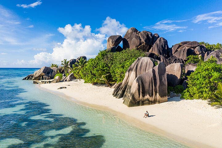 Deserted beach in the Seychelles