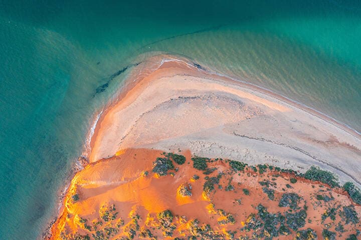 Aerial view of colorful Cape Peron at Shark Bay, Western Australia